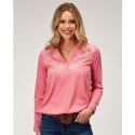 Roper® Ladies' Embroidered Yolk LS Top