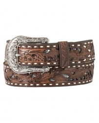 Nocona Belt Co.® Ladies' Floral Overlay Brown Belt