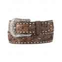 Nocona Belt Co.® Ladies' Floral Overlay Brown Belt