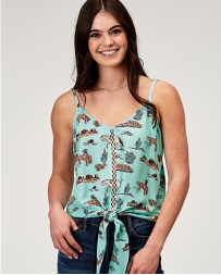 Roper® Ladies' Retro Print Tie Front Tank