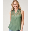 Roper® Ladies' Sleeveless Emb Yoke Top