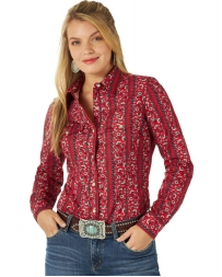 Wrangler® Ladies' Red Western Snap Print