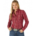 Wrangler® Ladies' Red Western Snap Print