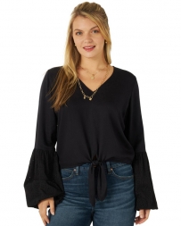 Wrangler Retro® Ladies' Black Tie Front Top