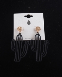 Ladies' Metal Black Cactus Earrings