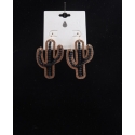 Ladies' Wood Bead Hammered Cactus ER