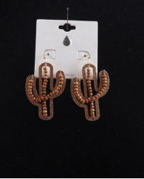 Ladies' Wood Bead Hammered Cactus ER