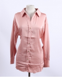 Entro® Ladies' Satin Collared Button Up Top