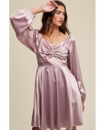 Listicle® Ladies' Cinched Long Sleeve Satin Dress
