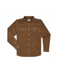 Poncho(TM) Men's The Barnhart Brown Corduroy Long Sleeve Snap Shirt