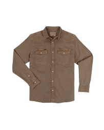 Poncho(TM) Men's The Cotulla Brown Performance Denim Long Sleeve Snap Shirt