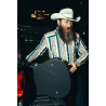 Poncho(TM) Men's The Frontman Rodeo Stripes Performance Denim Long Sleeve Snap Shirt
