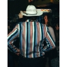 Poncho(TM) Men's The Frontman Rodeo Stripes Performance Denim Long Sleeve Snap Shirt
