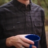 Poncho(TM) Men's The Black Canyon Black and Grey Plaid Performance Flannel Long Sleeve Shirt
