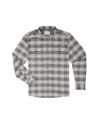 Poncho(TM) Men's The Cape Buffalo Black and Grey Check Plaid Performance Flannel Long Sleeve Shirt