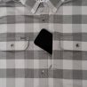 Poncho(TM) Men's The Cape Buffalo Black and Grey Check Plaid Performance Flannel Long Sleeve Shirt