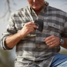 Poncho(TM) Men's The Cape Buffalo Black and Grey Check Plaid Performance Flannel Long Sleeve Shirt