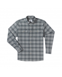 Poncho(TM) Men's The Cashiers Blue and Grey Plaid Performance Flannel Long Sleeve Shirt