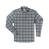 Poncho(TM) Men's The Cashiers Blue and Grey Plaid Performance Flannel Long Sleeve Shirt