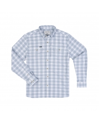 Poncho(TM) Men's The Fog Horn Dark and Light Blue Plaid Performance Flannel Long Sleeve Shirt