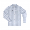 Poncho(TM) Men's The Fog Horn Dark and Light Blue Plaid Performance Flannel Long Sleeve Shirt
