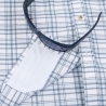 Poncho(TM) Men's The Fog Horn Dark and Light Blue Plaid Performance Flannel Long Sleeve Shirt