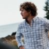 Poncho(TM) Men's The Fog Horn Dark and Light Blue Plaid Performance Flannel Long Sleeve Shirt