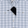 Poncho(TM) Men's The Fog Horn Dark and Light Blue Plaid Performance Flannel Long Sleeve Shirt