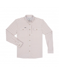 Poncho(TM) Men's The Long Nose Pete Maroon Aqua White Plaid Performance Long Sleeve Fishing Shirt