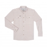 Poncho(TM) Men's The Long Nose Pete Maroon Aqua White Plaid Performance Long Sleeve Fishing Shirt