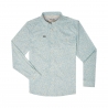 Poncho(TM) Men's The Buckhorn Blue Western Flower Print Performance Long Sleeve Snap Shirt