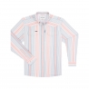 Poncho(TM) Men's The Land Of The Free Tan/Red/Blue Stripe Performance Long Sleeve Snap Shirt