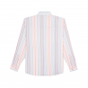 Poncho(TM) Men's The Land Of The Free Tan/Red/Blue Stripe Performance Long Sleeve Snap Shirt