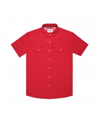 Poncho(TM) Men's The Play Action Red Performance Short Sleeve Snap Shirt