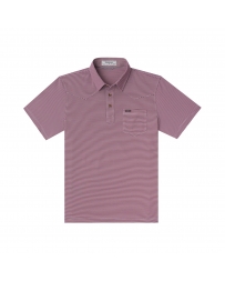 Poncho(TM) Men's The Top Row Striped Maroon Performance Polo