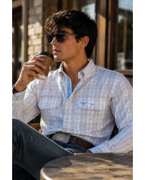 Drover Men's The Tombstone White Plaid Performance Vent Shirt